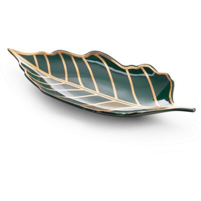 Patera Ceramiczna 41x19x5 Lili 3 Turkusowa Złota Liść Dekoracyjna Eurofirany Patera Ceramiczna 41x19x5 Lili 3 Turkusowa Złota Liść Dekoracyjna Eurofirany