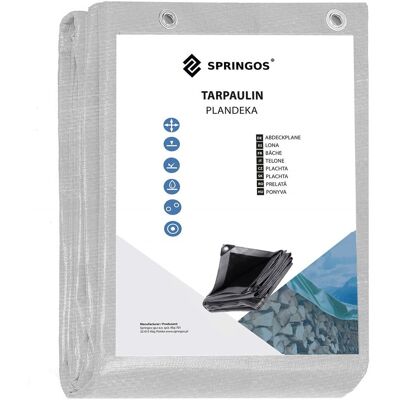 Springos Plandeka 270G/M2 4X6M Gruba Płachta Zabezpieczająca Szara Springos Plandeka 270G/M2 4X6M Gruba Płachta Zabezpieczająca Szara