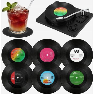 Inny producent Podkładki 6szt Winylowe Retro Muzyczne Kubek Szklanka Kawa Herbata Inny producent Podkładki 6szt Winylowe Retro Muzyczne Kubek Szklanka Kawa Herbata