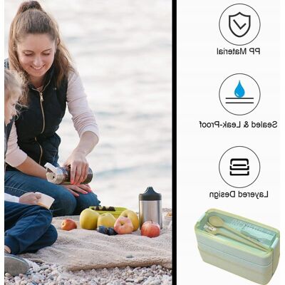 Inny producent Pojemnik Na Lunch 900ml 3 Przegródki Sztućce Kwadratowy Zielony Trwały Inny producent Pojemnik Na Lunch 900ml 3 Przegródki Sztućce Kwadratowy Zielony Trwały