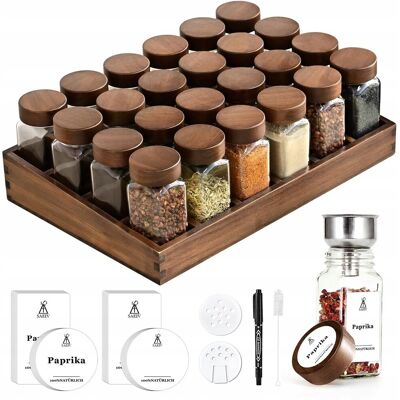 Inny producent SAEIV Drewniany Stojak Na Przyprawy Z 24 Słoikami 120 ml Inny producent SAEIV Drewniany Stojak Na Przyprawy Z 24 Słoikami 120 ml