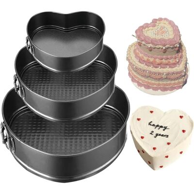Inny producent Springform forma do ciasta, zestaw 3 szt. (10, 18, 23 cm) serce szczelne nieprzywierające patelnie sernikowe ze zdejmowanym dnem naczynia do pieczen.. Inny producent Springform forma do ciasta, zestaw 3 szt. (10, 18, 23 cm) serce szczelne nieprzywierające patelnie sernikowe ze zdejmowanym dnem naczynia do pieczen..