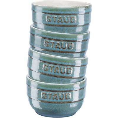 Staub Mini Ramekin Okrągły, 4 szt. - 200 ml, Antyczny turkusowy Staub Mini Ramekin Okrągły, 4 szt. - 200 ml, Antyczny turkusowy
