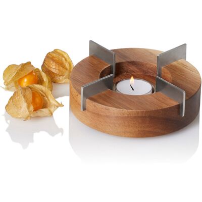 Stylowy Podgrzewacz do Herbaty AdHoc Tuto S – Akacja i Stal – Design Stylowy Podgrzewacz do Herbaty AdHoc Tuto S – Akacja i Stal – Design