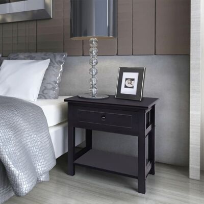 VMP Szafki nocne, 2 szt., drewniane, czarne VMP Szafki nocne, 2 szt., drewniane, czarne