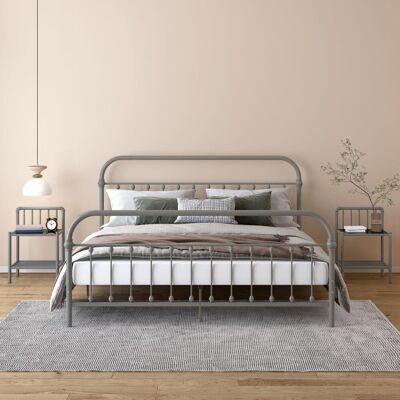 VMP Szafki nocne, 2 szt., szaro-czarne, metal i szkło VMP Szafki nocne, 2 szt., szaro-czarne, metal i szkło