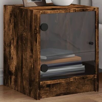 VMP Szafki Nocne, 2 Szt, Szklane Drzwi, Przydymiony Dąb 35x37x42 Cm VMP Szafki Nocne, 2 Szt, Szklane Drzwi, Przydymiony Dąb 35x37x42 Cm