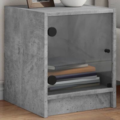 VMP Szafki nocne, 2 szt., szklane drzwi, szary beton, 35x37x42 cm VMP Szafki nocne, 2 szt., szklane drzwi, szary beton, 35x37x42 cm