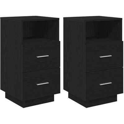VMP Szafki Nocne Z 2 Szufladami, 2 Szt., Czarne, 36X36X68 Cm VMP Szafki Nocne Z 2 Szufladami, 2 Szt., Czarne, 36X36X68 Cm