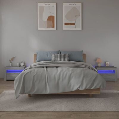 VMP Szafki Nocne Z Led, 2 Szt., Szary Dąb Sonoma, 60x35x40 Cm VMP Szafki Nocne Z Led, 2 Szt., Szary Dąb Sonoma, 60x35x40 Cm