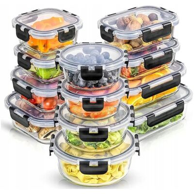 KADAX SZKLANE POJEMNIKI NA ŻYWNOŚĆ 12x ZESTAW POJEMNIK PUDEŁKO LUNCHBOX SZCZELNE KADAX SZKLANE POJEMNIKI NA ŻYWNOŚĆ 12x ZESTAW POJEMNIK PUDEŁKO LUNCHBOX SZCZELNE