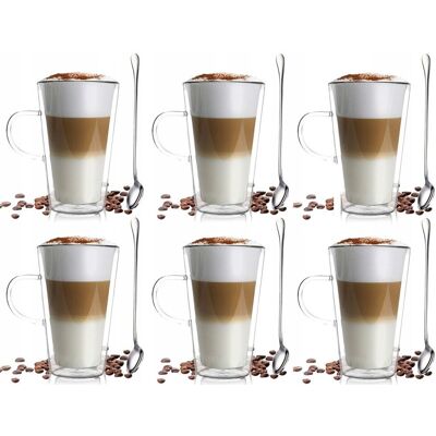 Vialli Design SZKLANKI TERMICZNE DO KAWY CAFFE LATTE 320ML Z ŁYŻECZKAMI KOMPLET 6 SZTUK Vialli Design SZKLANKI TERMICZNE DO KAWY CAFFE LATTE 320ML Z ŁYŻECZKAMI KOMPLET 6 SZTUK