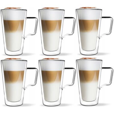 Vialli Design Szklanki Termiczne do Kawy Latte Herbaty Diva 350ml Vialli z Uchem 6 sztuk Vialli Design Szklanki Termiczne do Kawy Latte Herbaty Diva 350ml Vialli z Uchem 6 sztuk