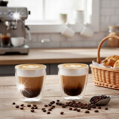 Artemis Szklanki Termiczne Z Podwójną Ścianką Kubki Do Kawy Latte Herbaty 230 Ml Artemis Szklanki Termiczne Z Podwójną Ścianką Kubki Do Kawy Latte Herbaty 230 Ml