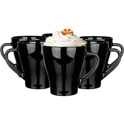 Szklanki Z Uchem Hugo Glasmark Zestaw 6Szt Kubki Czarne Kawę Herbatę 360Ml Szklanki Z Uchem Hugo Glasmark Zestaw 6Szt Kubki Czarne Kawę Herbatę 360Ml