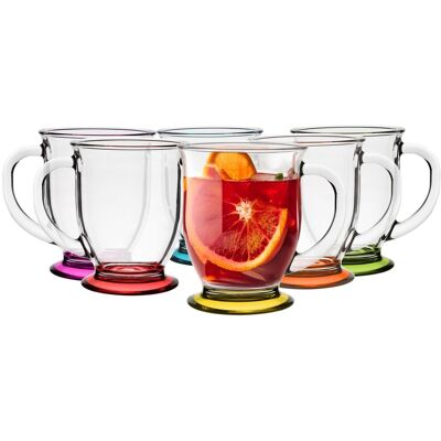 Szklanki Z Uchem Kubas Glasmark Zestaw 6Szt Kubki Kawę Malowane Dno 400Ml Szklanki Z Uchem Kubas Glasmark Zestaw 6Szt Kubki Kawę Malowane Dno 400Ml