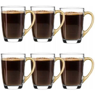 GLASMARK SZKLANKI ZE ZŁOTYM UCHEM 300 ML DO HERBATY KAWY LATTE MACCHIATO ZESTAW 6SZT GLASMARK SZKLANKI ZE ZŁOTYM UCHEM 300 ML DO HERBATY KAWY LATTE MACCHIATO ZESTAW 6SZT