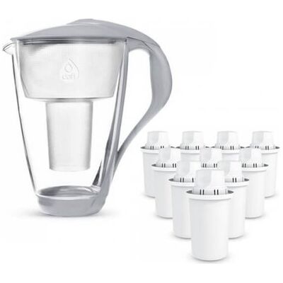 Szklany dzbanek Dafi CRYSTAL 2l stalowy szary 10 filtrów Classic Szklany dzbanek Dafi CRYSTAL 2l stalowy szary 10 filtrów Classic