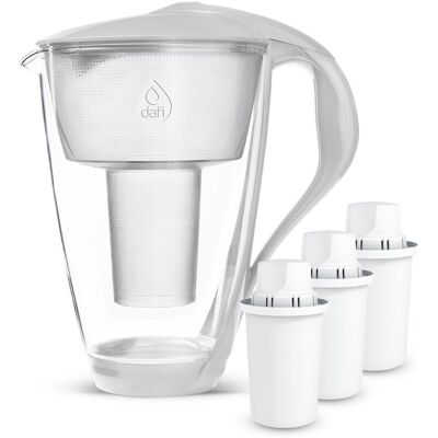 Szklany Dzbanek Filtrujący Dafi Crystal Led 2 L Biały + 3 Filtry Classic Szklany Dzbanek Filtrujący Dafi Crystal Led 2 L Biały + 3 Filtry Classic