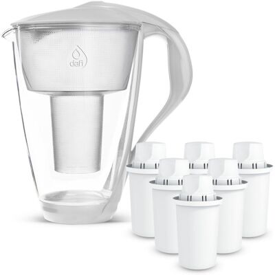 Szklany Dzbanek Filtrujący Dafi Crystal Led 2 L Biały + 6 Filtrów Classic Szklany Dzbanek Filtrujący Dafi Crystal Led 2 L Biały + 6 Filtrów Classic