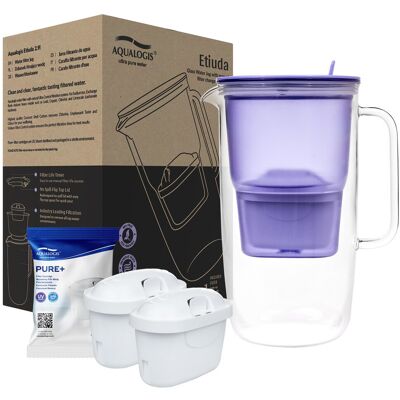 Aqualogis Szklany Dzbanek Filtrujący Etiuda Lawendowy + 2 Wkłady Pure+ Aqualogis Szklany Dzbanek Filtrujący Etiuda Lawendowy + 2 Wkłady Pure+