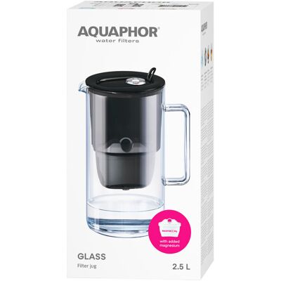 Szklany Dzbanek filtrujący Glass 2,5l z wkładem Maxfor+ Mg, czarny, Aquaphor Szklany Dzbanek filtrujący Glass 2,5l z wkładem Maxfor+ Mg, czarny, Aquaphor