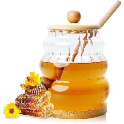 Inny producent Szklany Słoik Na Miód, 450 Ml, Duży Otwór Na Miód, Łyżka I Pokrywka Z Formowanego Drewna Jednoczęściowego, Do Przechowywania Miodu, Soku I Syropu (P.. Inny producent Szklany Słoik Na Miód, 450 Ml, Duży Otwór Na Miód, Łyżka I Pokrywka Z Formowanego Drewna Jednoczęściowego, Do Przechowywania Miodu, Soku I Syropu (P..