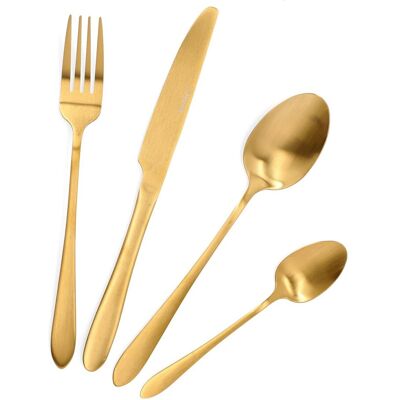 Sztućce Komplet 4 Os Abele Złote Matowe 16 Szt Gold Homla Sztućce Komplet 4 Os Abele Złote Matowe 16 Szt Gold Homla