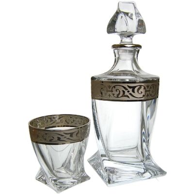 Kpl. szklanek do whisky 0,34 L (6szt) + karafka 0,85L (1szt) Bohemia - QUADRO Baroko Platyna 4SB.QUB.949360 Kpl. szklanek do whisky 0,34 L (6szt) + karafka 0,85L (1szt) Bohemia - QUADRO Baroko Platyna 4SB.QUB.949360