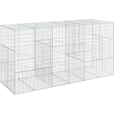 vidaXL Kosz gabionowy z pokrywą 300x100x150 cm Ocynkowane żelazo - Podniesione łóżko gabionowe vidaXL Kosz gabionowy z pokrywą 300x100x150 cm Ocynkowane żelazo - Podniesione łóżko gabionowe