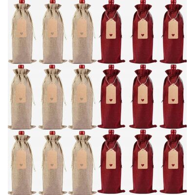 Inny producent Worki Na Wino 18 Sztuk 35x15cm Juta Czerwone Sznurowane Wielorazowe Inny producent Worki Na Wino 18 Sztuk 35x15cm Juta Czerwone Sznurowane Wielorazowe