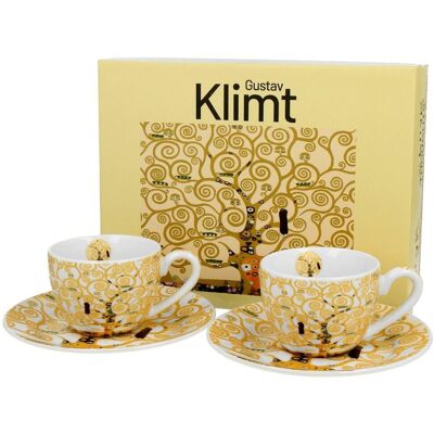 DUO Zestaw 2 filiżanek espresso Klimt Ecru Tree Of Life 90 ml do Kawy Herbaty DUO Zestaw 2 filiżanek espresso Klimt Ecru Tree Of Life 90 ml do Kawy Herbaty