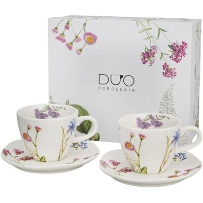 DUO Zestaw 2 Filiżanek Ze Spodkami Barwy Natury 200 Ml Porcelana New Bone China DUO Zestaw 2 Filiżanek Ze Spodkami Barwy Natury 200 Ml Porcelana New Bone China