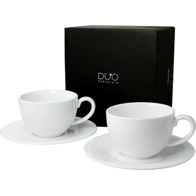 DUO Zestaw 2 filiżanek ze spodkami Raphael 240 ml porcelana biała DUO Zestaw 2 filiżanek ze spodkami Raphael 240 ml porcelana biała