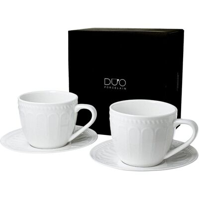 DUO Zestaw 2 filiżanek ze spodkami Twilight 260 ml biała porcelana DUO Zestaw 2 filiżanek ze spodkami Twilight 260 ml biała porcelana