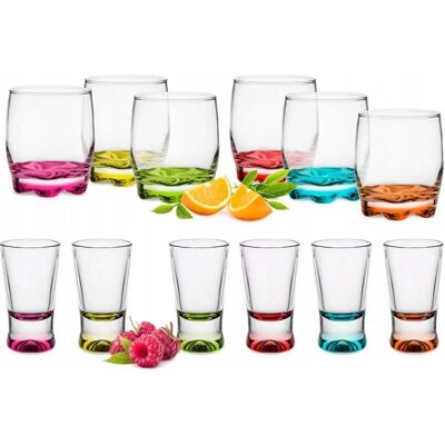GLASMARK Zestaw 6 Szklanek 250 Ml I 6 Kieliszków 25 Ml Kolorowe Dno GLASMARK Zestaw 6 Szklanek 250 Ml I 6 Kieliszków 25 Ml Kolorowe Dno