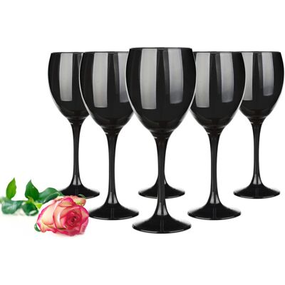 GLASMARK Zestaw 6szt Czarne Kieliszki Do Wody Wina 300ml GLASMARK Zestaw 6szt Czarne Kieliszki Do Wody Wina 300ml