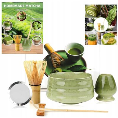 Inny producent Zestaw Do Herbaty Matcha 5 Elementów Ceramika Miotełka Sitko Misa Inny producent Zestaw Do Herbaty Matcha 5 Elementów Ceramika Miotełka Sitko Misa