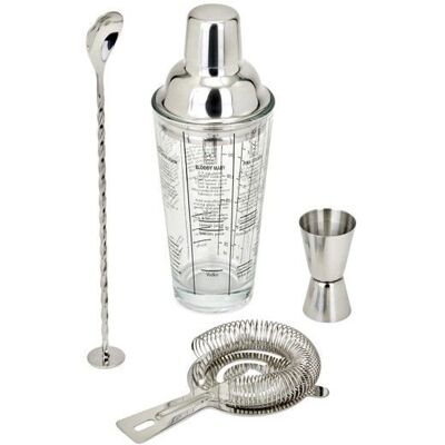 Zestaw do koktajli - LIVOO - GS156 - 400 ml - Stal nierdzewna - 1 shaker, 1 miarka, 1 łyżka, 1 sitko - Podwójna gradacja Zestaw do koktajli - LIVOO - GS156 - 400 ml - Stal nierdzewna - 1 shaker, 1 miarka, 1 łyżka, 1 sitko - Podwójna gradacja