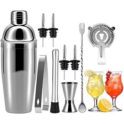 Inny producent Zestaw Do Koktajli Shaker 750 Ml Ze Stali Nierdzewnej - 10-Częściowy Zestaw Barowy Do Domu Lub Baru Inny producent Zestaw Do Koktajli Shaker 750 Ml Ze Stali Nierdzewnej - 10-Częściowy Zestaw Barowy Do Domu Lub Baru