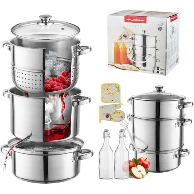 Zestaw Florina Juicy Set sokownik 8 l 2 butelki 1 l rękawica łapka Zestaw Florina Juicy Set sokownik 8 l 2 butelki 1 l rękawica łapka