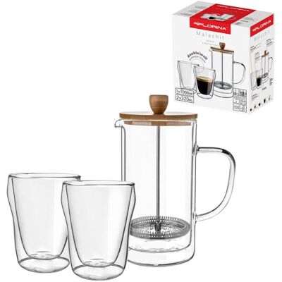 Zestaw Florina Malachit zaparzacz 1000 ml + 2 szklanki termiczne 300 ml Zestaw Florina Malachit zaparzacz 1000 ml + 2 szklanki termiczne 300 ml