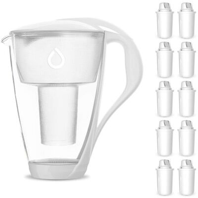 ZESTAW szklany dzbanek Dafi CRYSTAL LED 2 l biały + 10 wkładów Classic ZESTAW szklany dzbanek Dafi CRYSTAL LED 2 l biały + 10 wkładów Classic