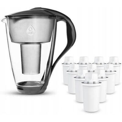 ZESTAW Szklany Dzbanek Dafi CRYSTAL LED 2 l Grafitowy + 10 wkładów Classic ZESTAW Szklany Dzbanek Dafi CRYSTAL LED 2 l Grafitowy + 10 wkładów Classic