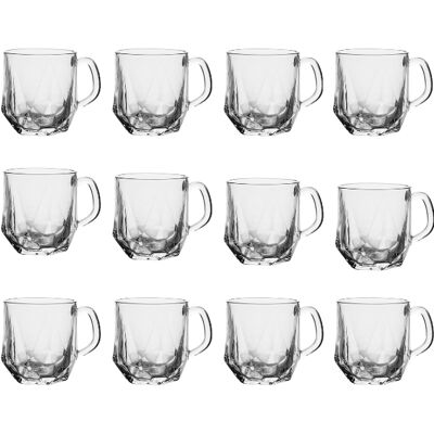 Galicja 12x Szklanka Z Uchem Kubek Szklany Alvin 300ml Kryształowy Wzór Do Soku Wody Drinków Koktajli Deserów Mrożonej Kawy Kompotu Galicja 12x Szklanka Z Uchem Kubek Szklany Alvin 300ml Kryształowy Wzór Do Soku Wody Drinków Koktajli Deserów Mrożonej Kawy Kompotu