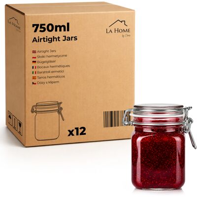 CELMAN 12x Szklany Słoik Z Klamrą 750ml Hermetyczny Kwadrat CELMAN 12x Szklany Słoik Z Klamrą 750ml Hermetyczny Kwadrat