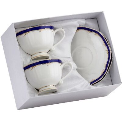 Marco Polo 2 Filiżanki Z Niebieskim Motywem Porcelana Kostna Marco Polo 2 Filiżanki Z Niebieskim Motywem Porcelana Kostna