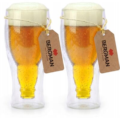 Bergman 2x KUFLE TERMICZNE SZKLANKI 500ml W KSZTAŁCIE BUTELKI PODWÓJNA ŚCIANKA Bergman 2x KUFLE TERMICZNE SZKLANKI 500ml W KSZTAŁCIE BUTELKI PODWÓJNA ŚCIANKA