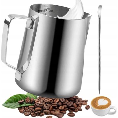 Inny producent 350 Ml Dzbanek Do Spieniania Mleka, Stal Nierdzewna, Miarka, Latte Art Inny producent 350 Ml Dzbanek Do Spieniania Mleka, Stal Nierdzewna, Miarka, Latte Art