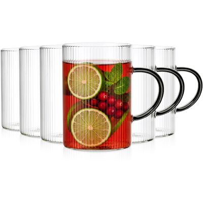 Artemis 6x Szklanki Ryflowane Do Kawy Herbaty Napojów Zestaw Komplet Szklanek 290ml Artemis 6x Szklanki Ryflowane Do Kawy Herbaty Napojów Zestaw Komplet Szklanek 290ml